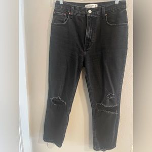 Abercrombie & Fitch Ultra High Rise Ankle Straight Jeans 26 Short black